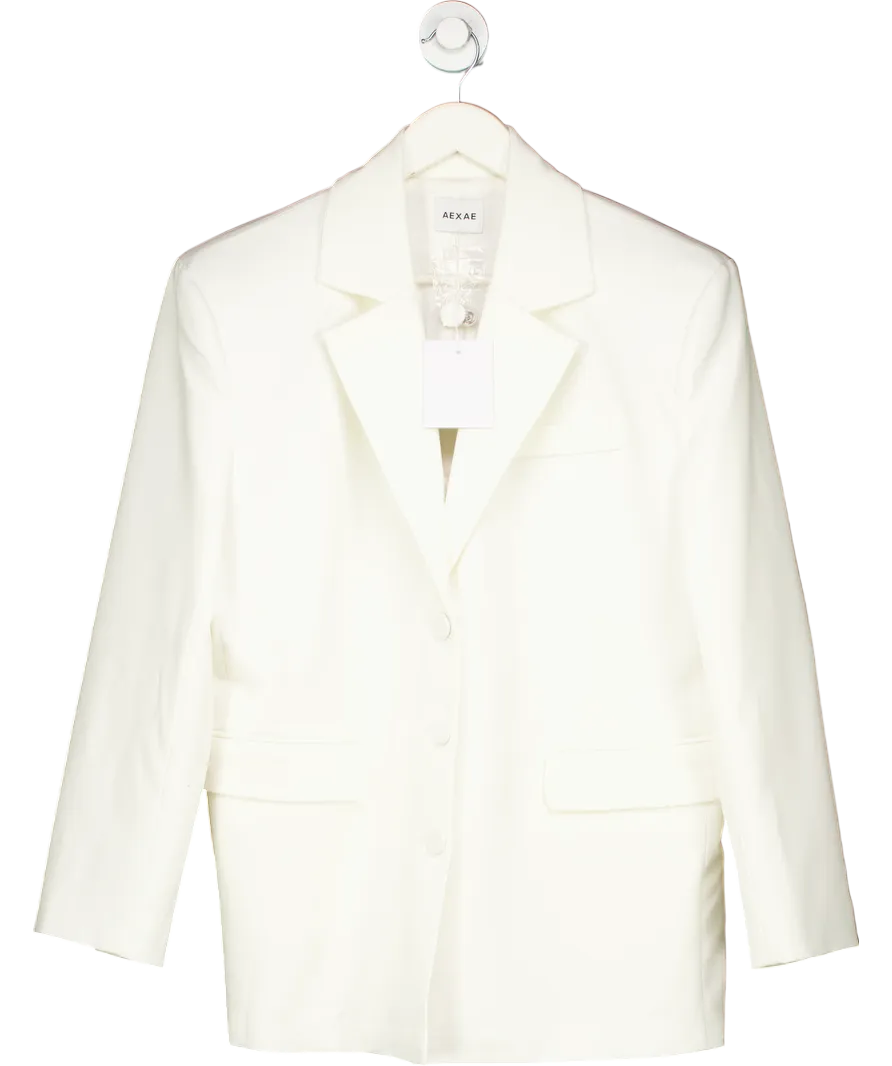 aexae White Wool Oversized Blazer UK M