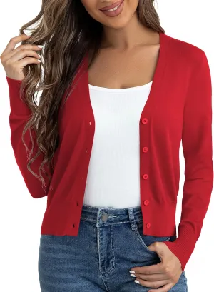 Ahlaray Women's Cropped Cardigans Sweaters Button Down Open Front Bolero Shrugs for Dresses, S-XL