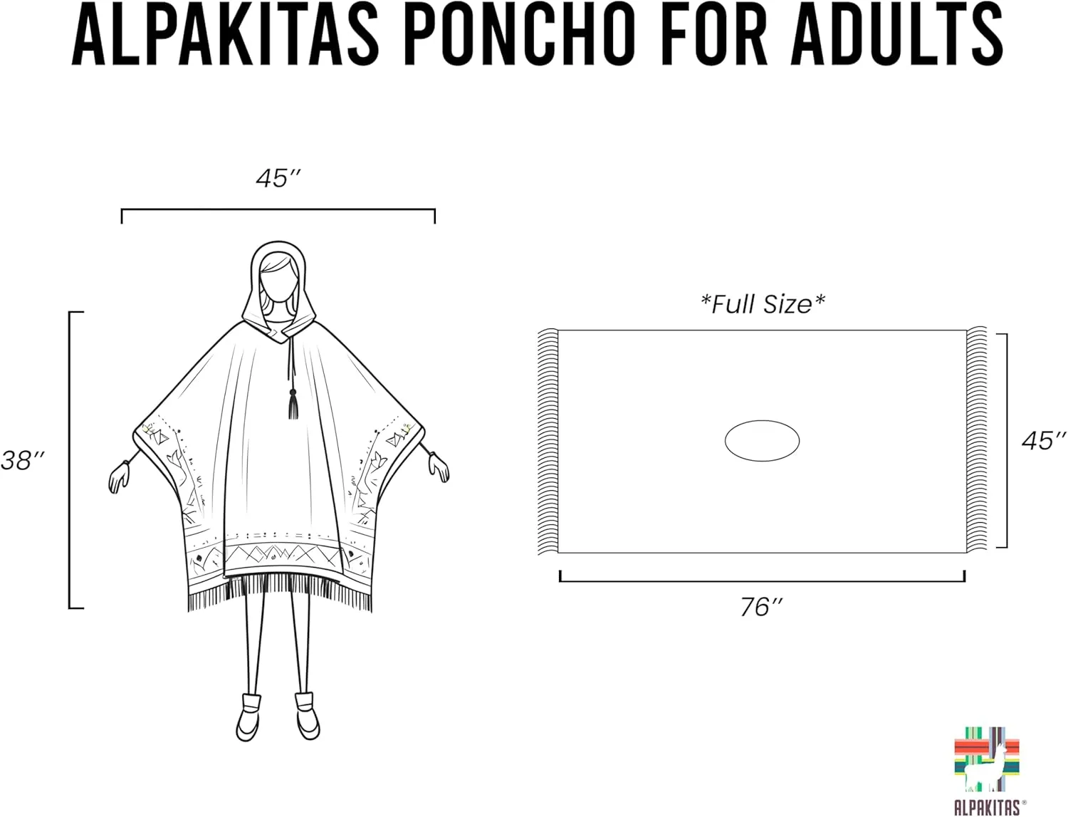 ALPAKITAS Premium Alpaca Wool Poncho for men and women  Western Hooded Cape for Men & Women  Soft & Warm Mexican ponchos