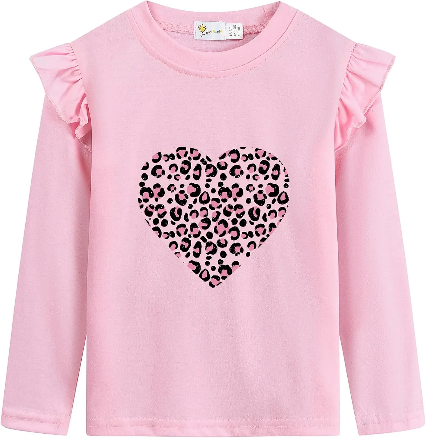 Girls Ruffle Long Sleeve Shirts Soft Crewneck Cute Butterfly Shirt Wild Like My Curls T-Shirts Pink Cotton Tee 2-7 Years