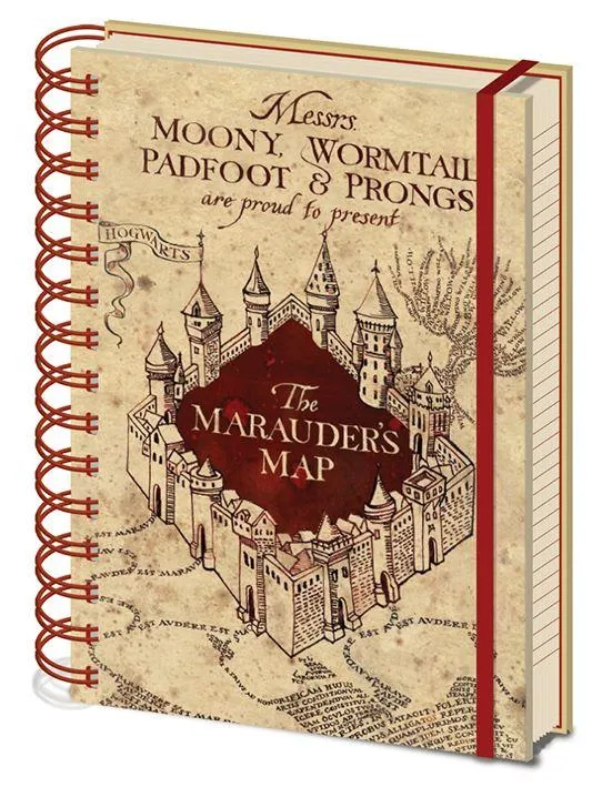 Harry Potter Hogwarts Pencil Case and Marauders Map Notebook Stationary Set