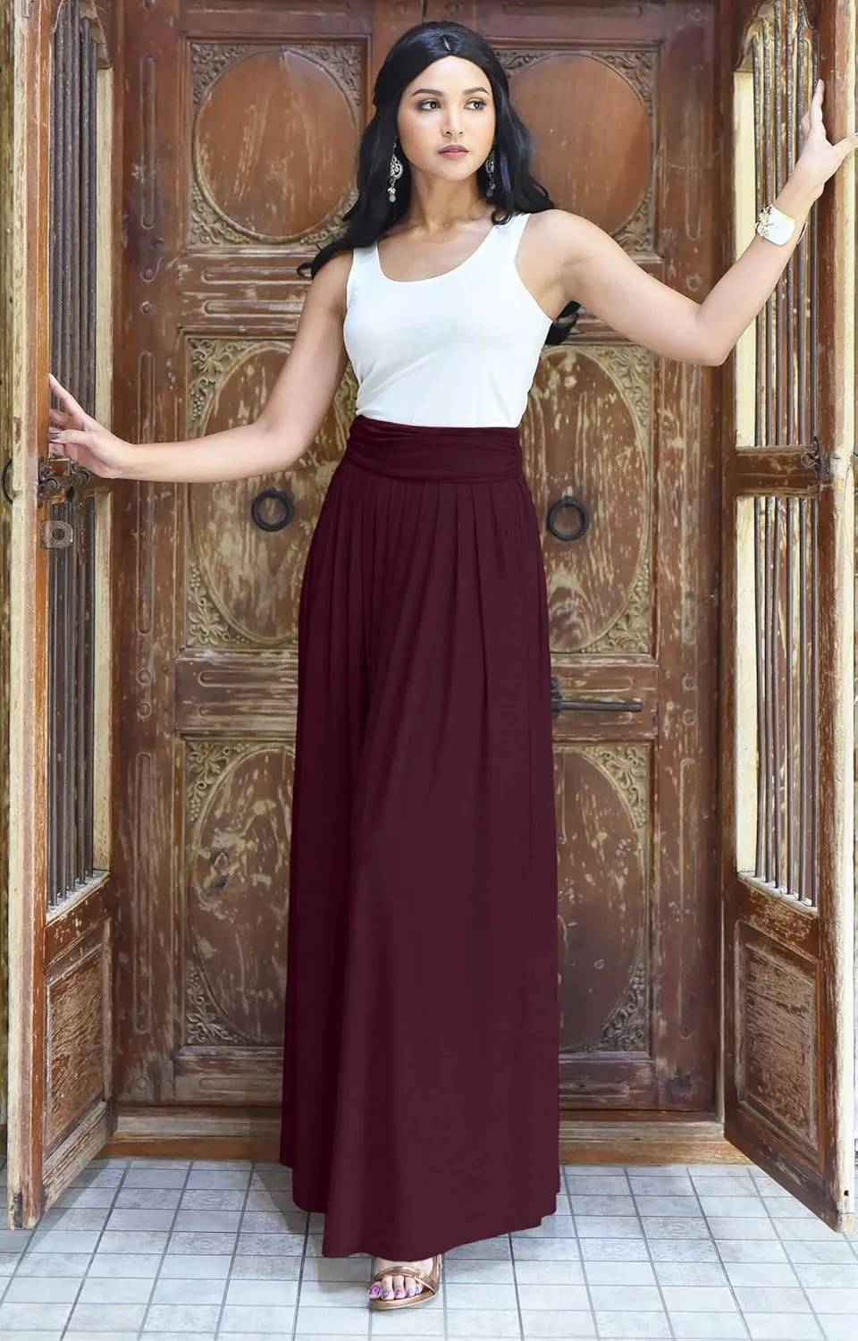 KOH KOH Womens Long Flowy Cute Modest High Waist Floor Length Pockets Maxi Skirt