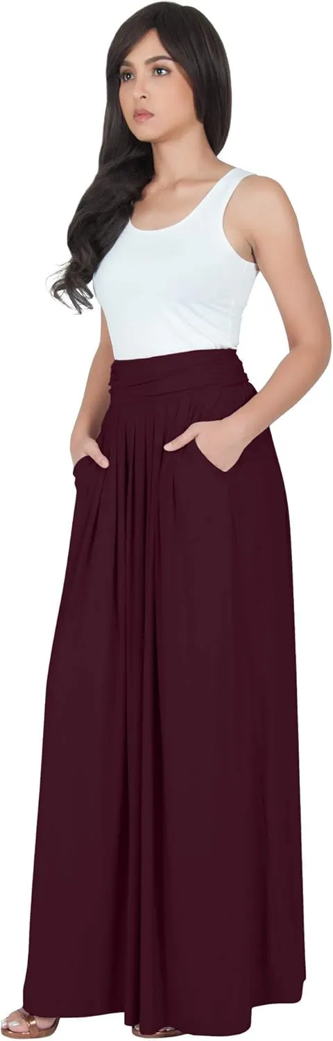 KOH KOH Womens Long Flowy Cute Modest High Waist Floor Length Pockets Maxi Skirt