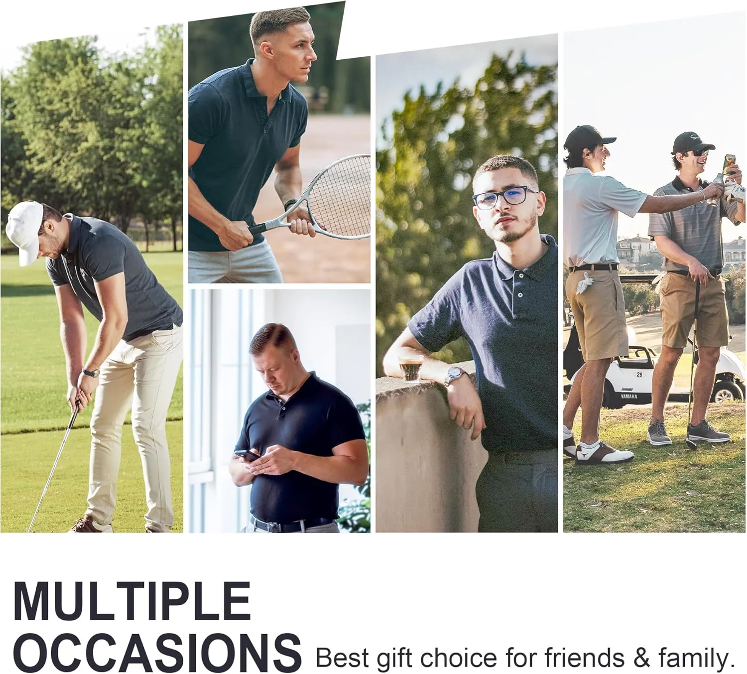 Men's Golf Polo Shirts Performance - Recycled Polyester Moisture-Wicking Dry Fit Short Sleeve Golfing Apparel