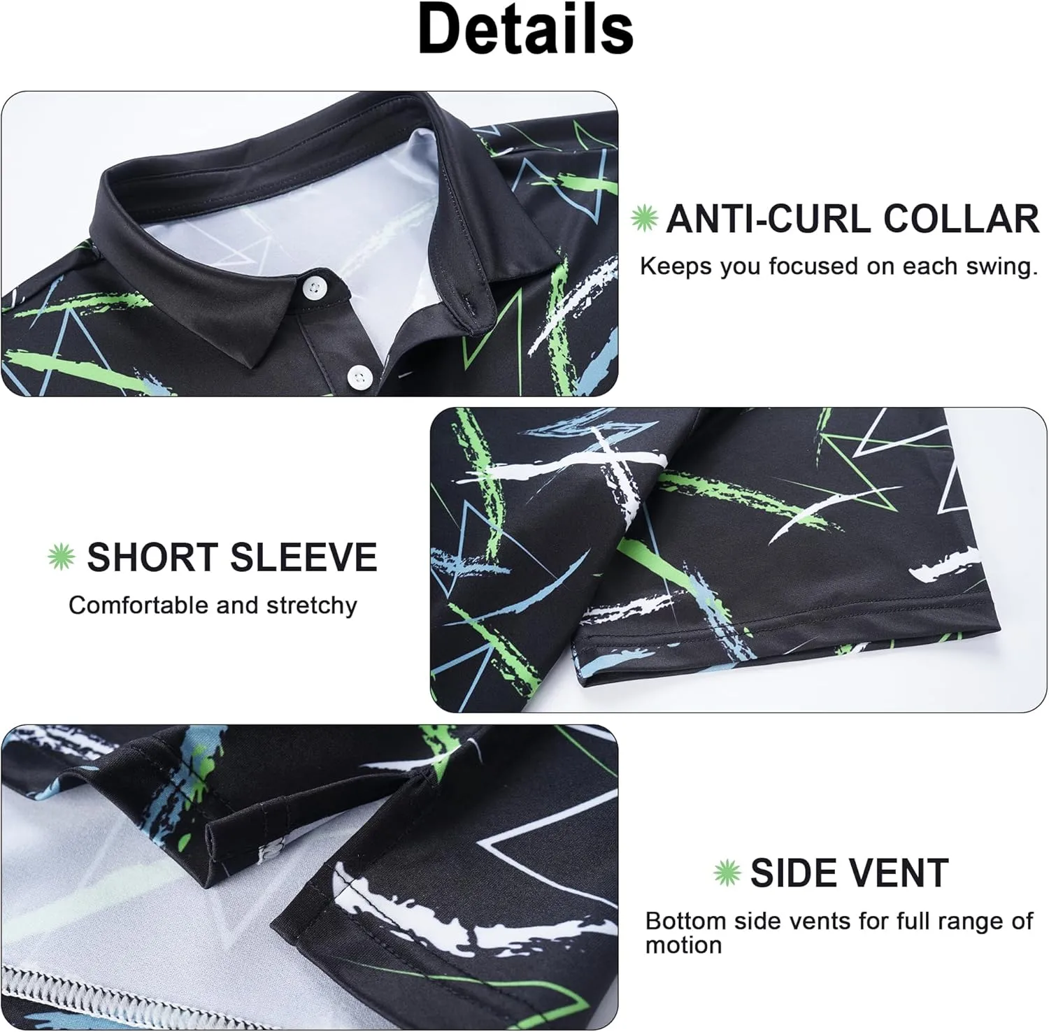 Men's Golf Polo Shirts Performance - Recycled Polyester Moisture-Wicking Dry Fit Short Sleeve Golfing Apparel