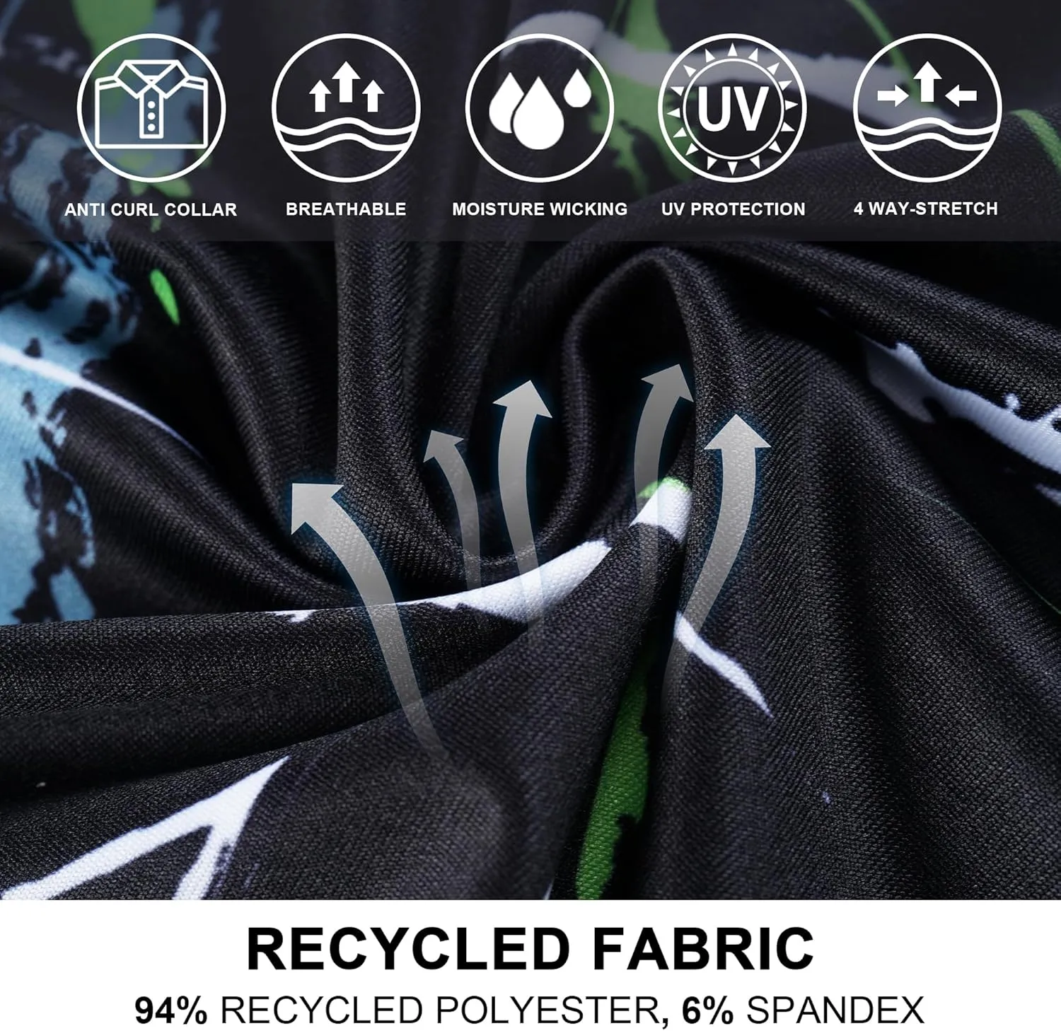 Men's Golf Polo Shirts Performance - Recycled Polyester Moisture-Wicking Dry Fit Short Sleeve Golfing Apparel