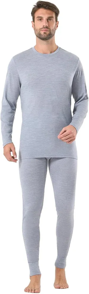 Merino Protect 100% Merino Wool Base Layer Mens Set Thermals Odor Resistance Underwear For Cold Weather