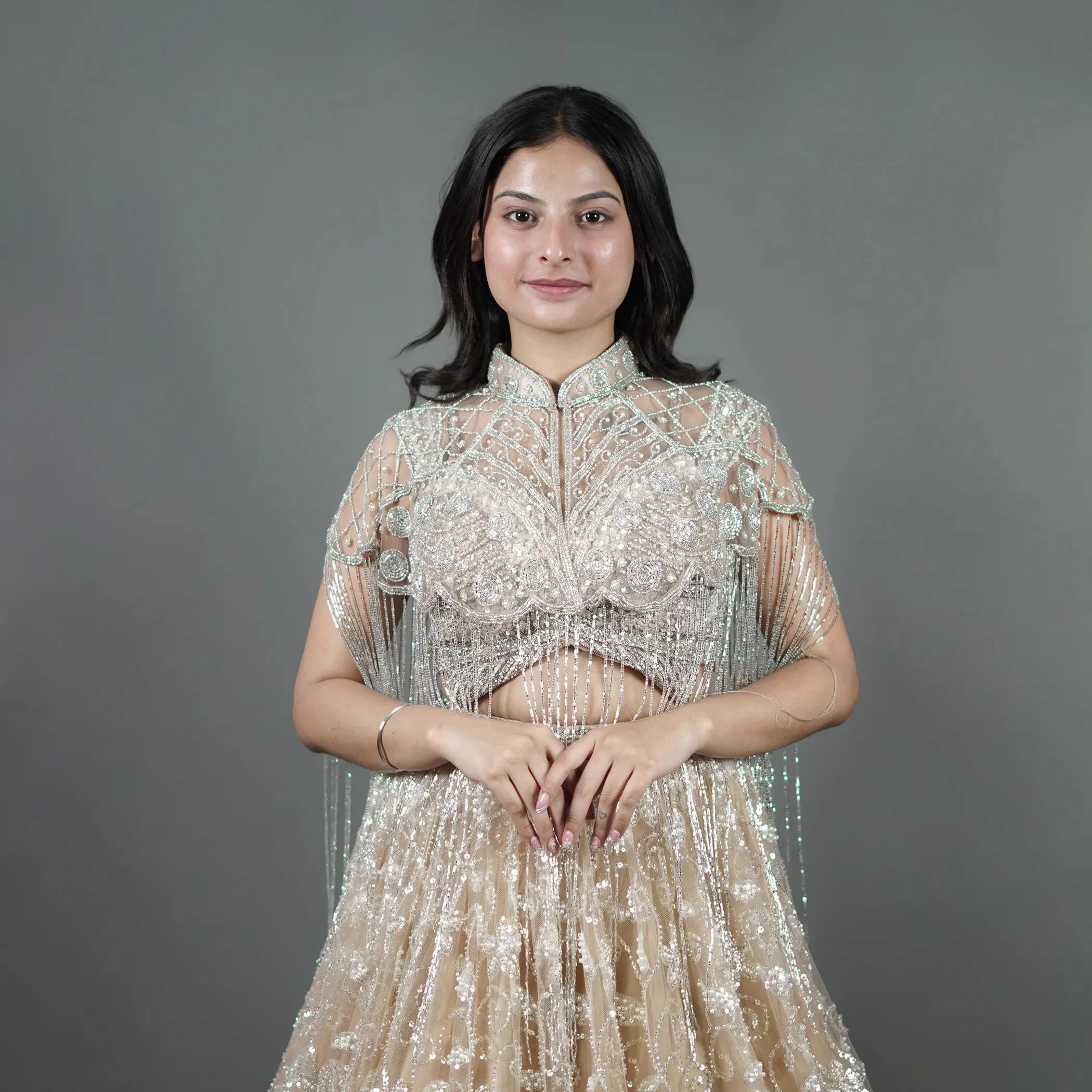 Modern Crop Top Lehenga with Cape