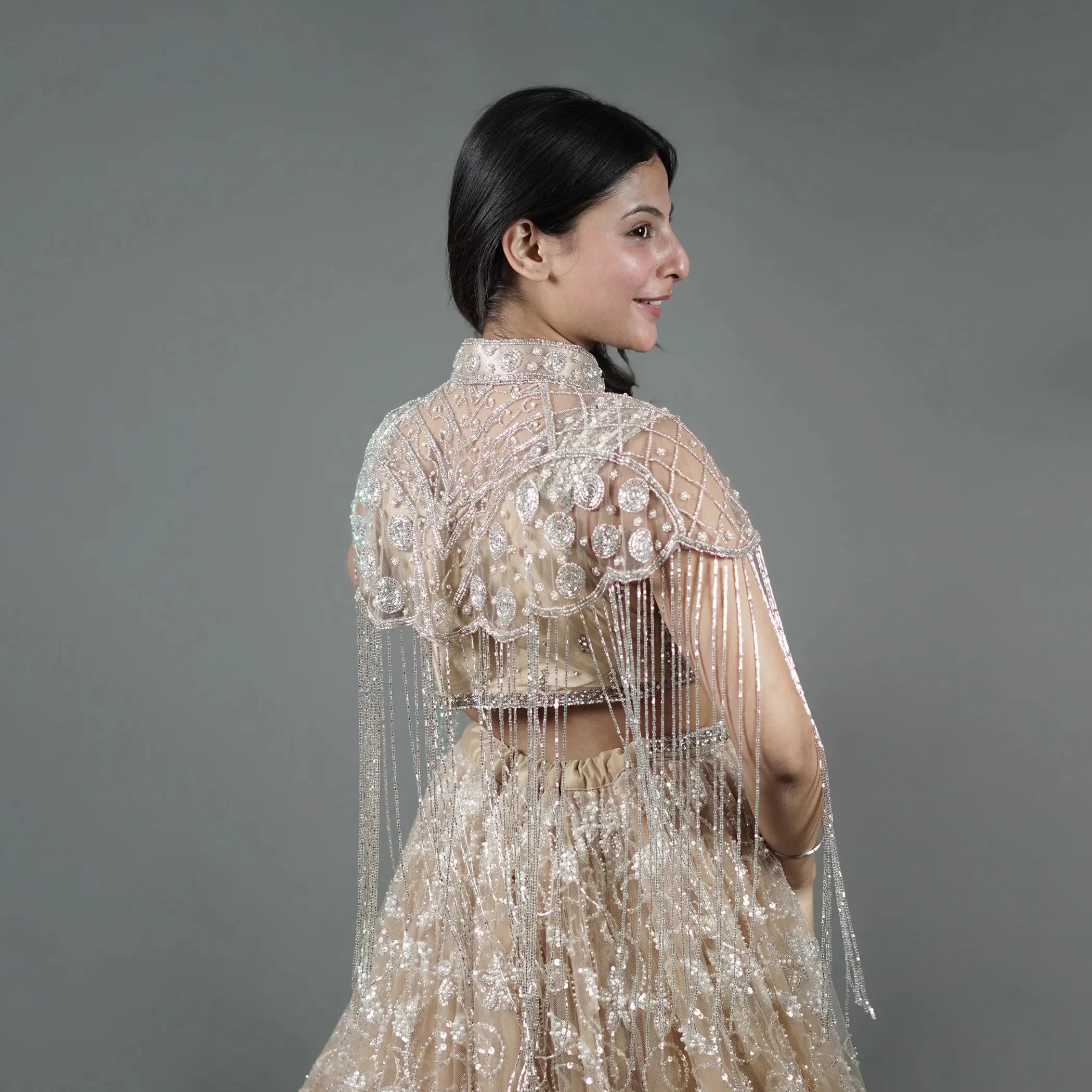 Modern Crop Top Lehenga with Cape