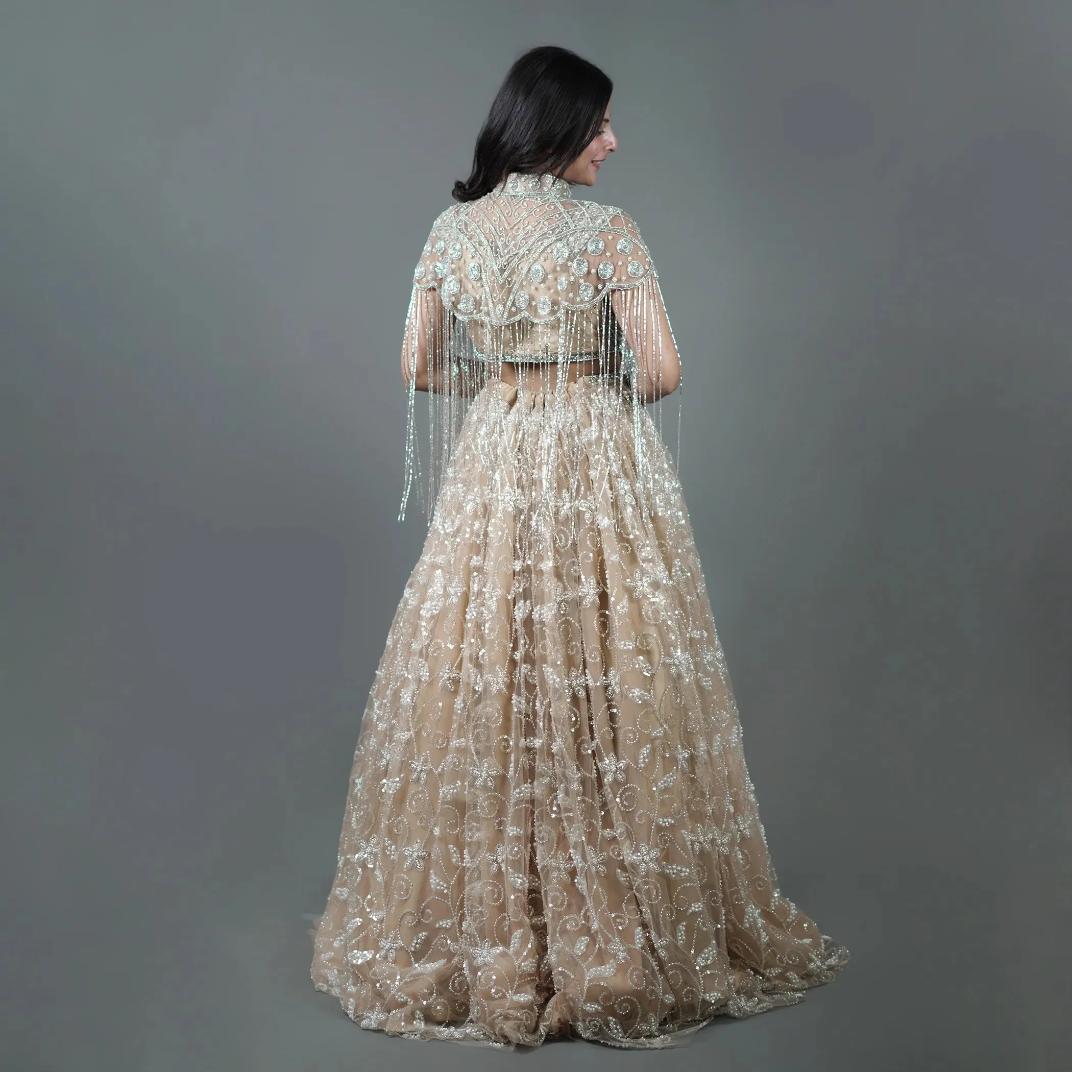 Modern Crop Top Lehenga with Cape