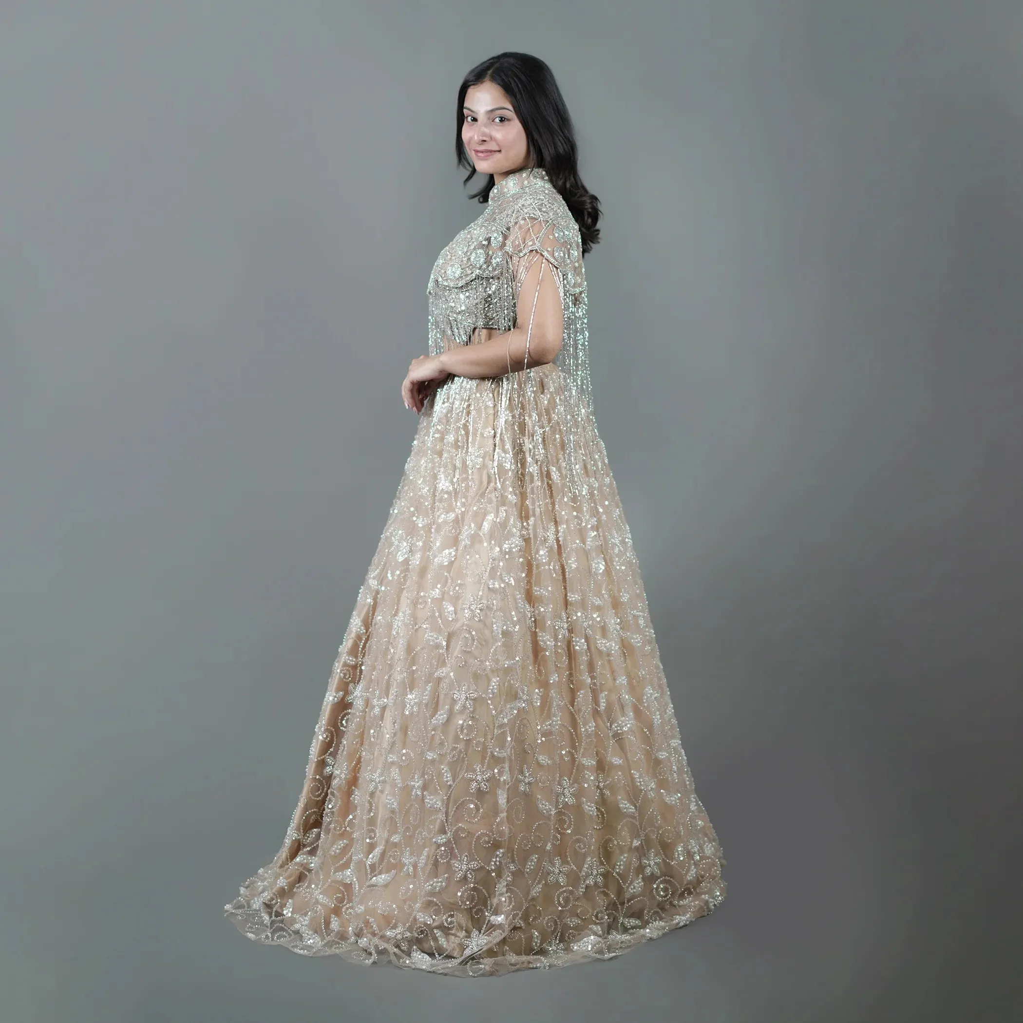 Modern Crop Top Lehenga with Cape