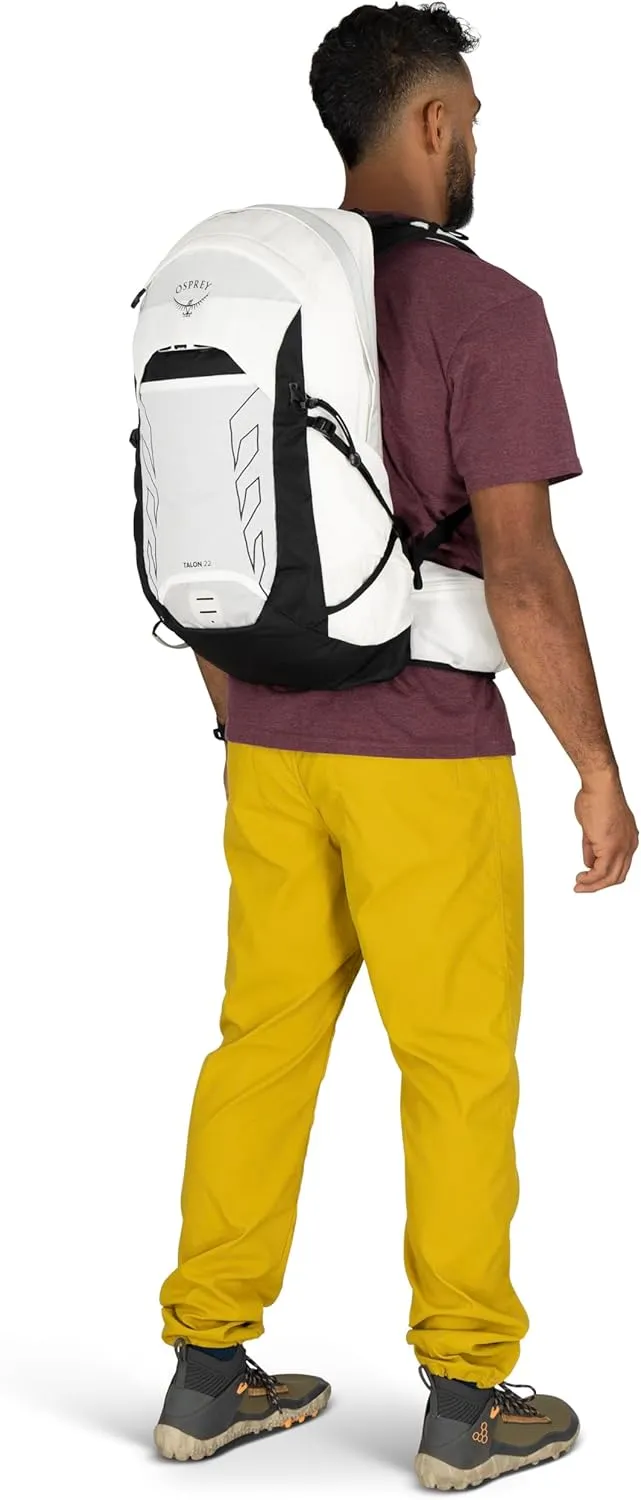 Osprey Talon 22L Men's Lightweight Hiking Backpack with Hipbelt, White/Black