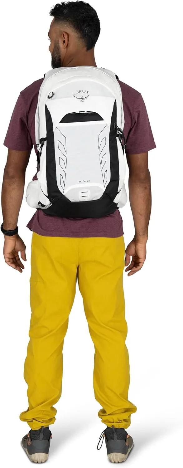 Osprey Talon 22L Men's Lightweight Hiking Backpack with Hipbelt, White/Black