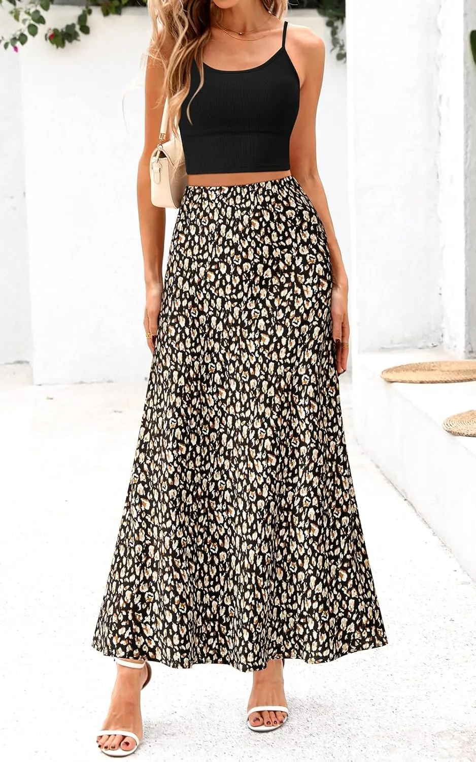 PRETTYGARDEN High Waisted Floral Maxi Skirt Sets Women 2 Piece Outfits Summer Cropped Cami Tank Tops Beach Vacation Clothes