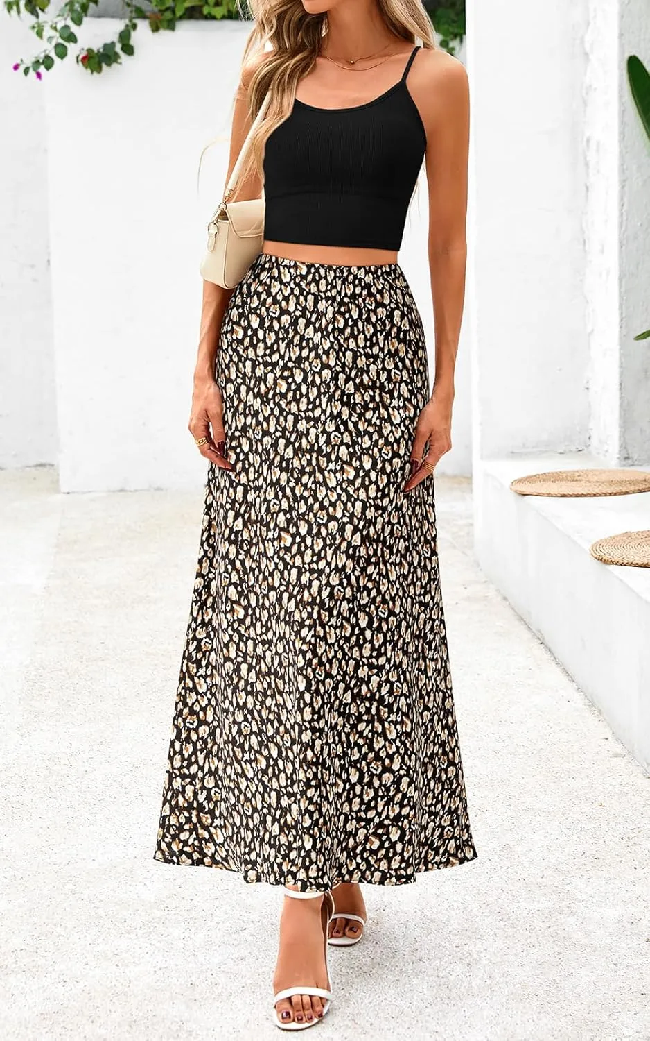 PRETTYGARDEN High Waisted Floral Maxi Skirt Sets Women 2 Piece Outfits Summer Cropped Cami Tank Tops Beach Vacation Clothes