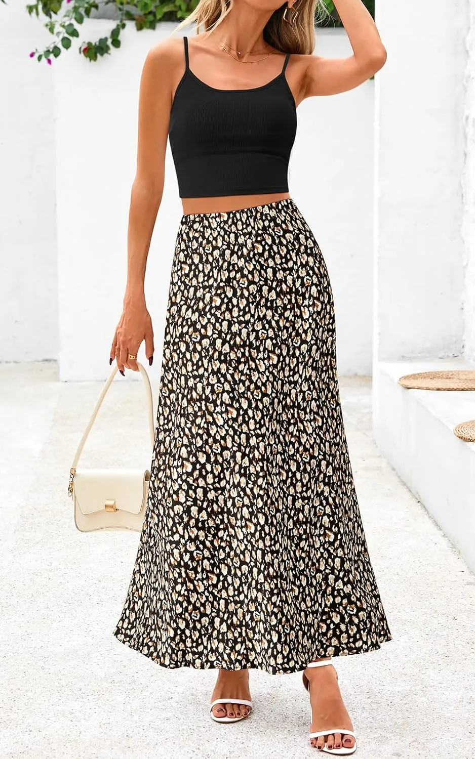 PRETTYGARDEN High Waisted Floral Maxi Skirt Sets Women 2 Piece Outfits Summer Cropped Cami Tank Tops Beach Vacation Clothes
