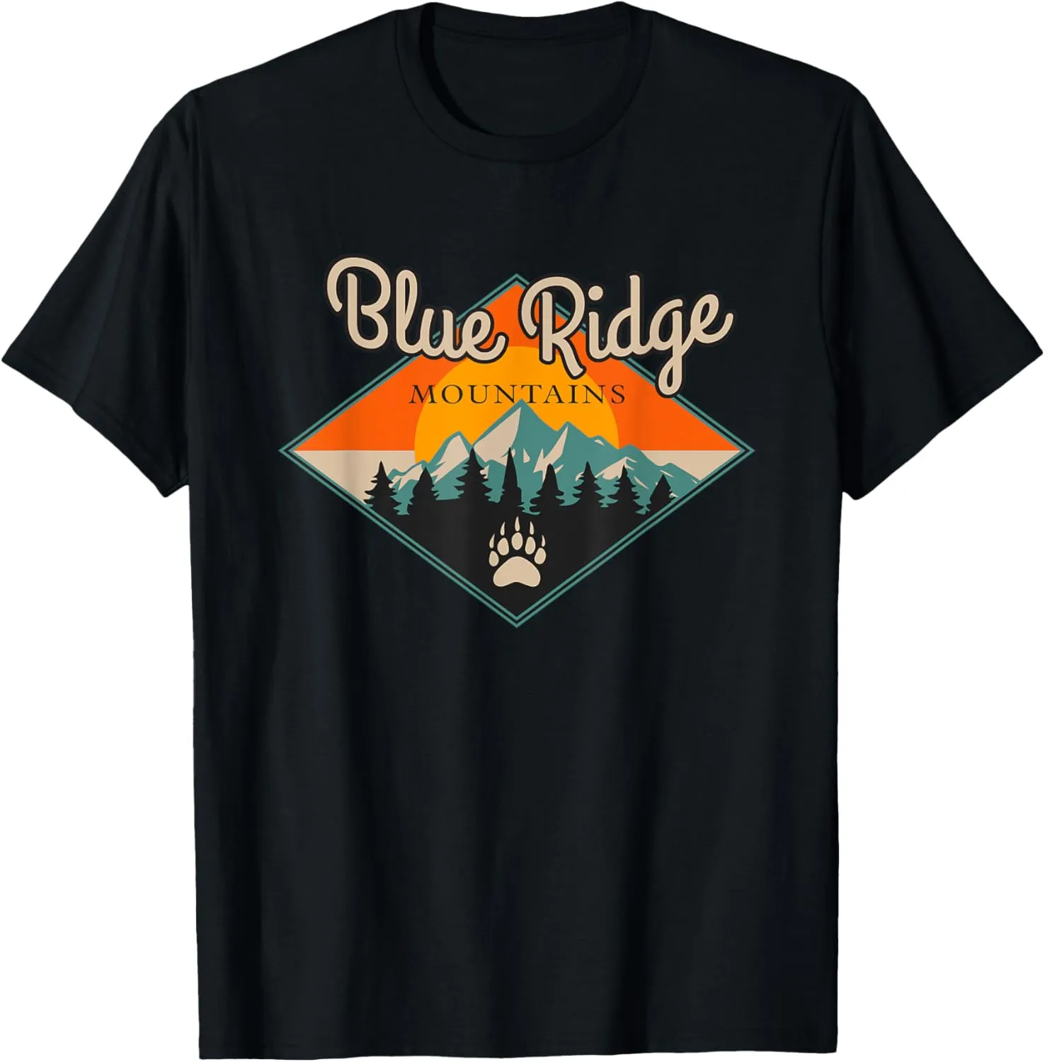 Vintage Blue Ridge Mountains Pine Trees Nature Landscape T-Shirt