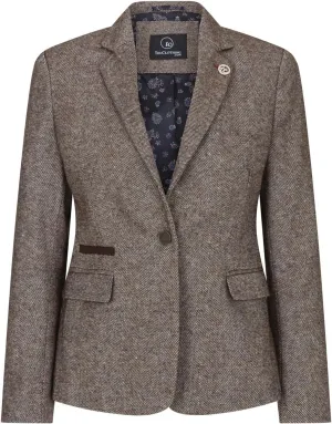 Women Blazer Tweed Herringbone Wool Classic Smart Casual Vintage Check 1920s