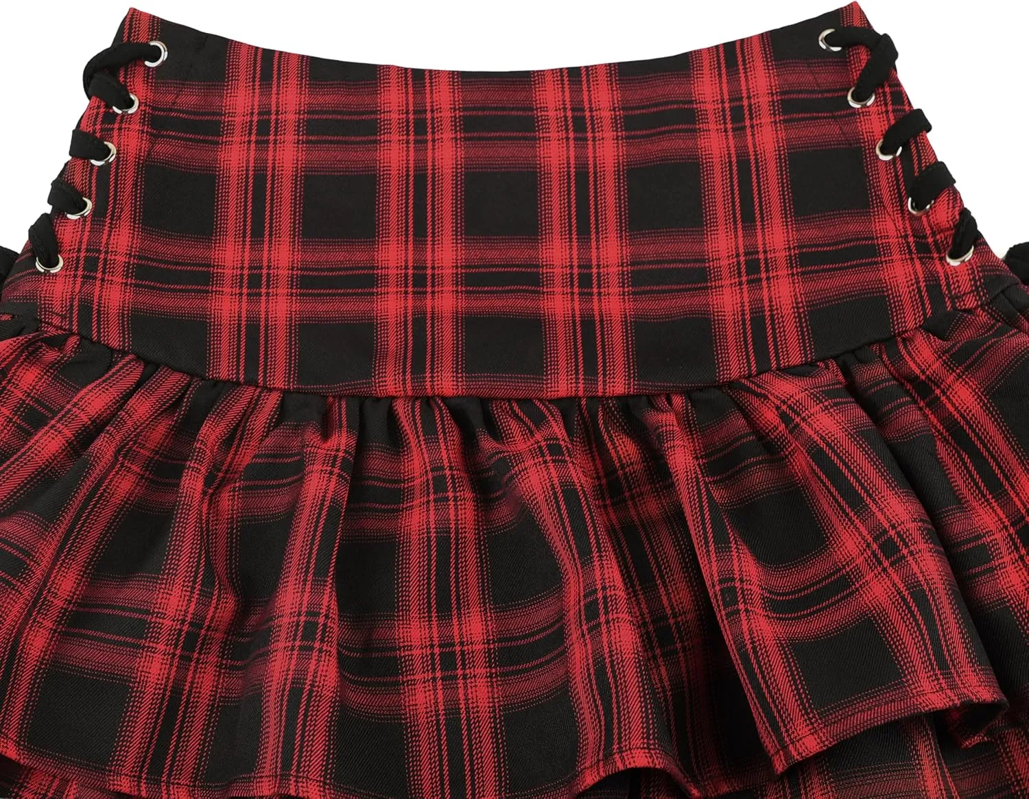 Womens Gothic Skirt Y2k 2000s Girl Mall Goth Punk Skirts High Waist Lace-Up Ruffle Fairy Grunge Mini Skirts