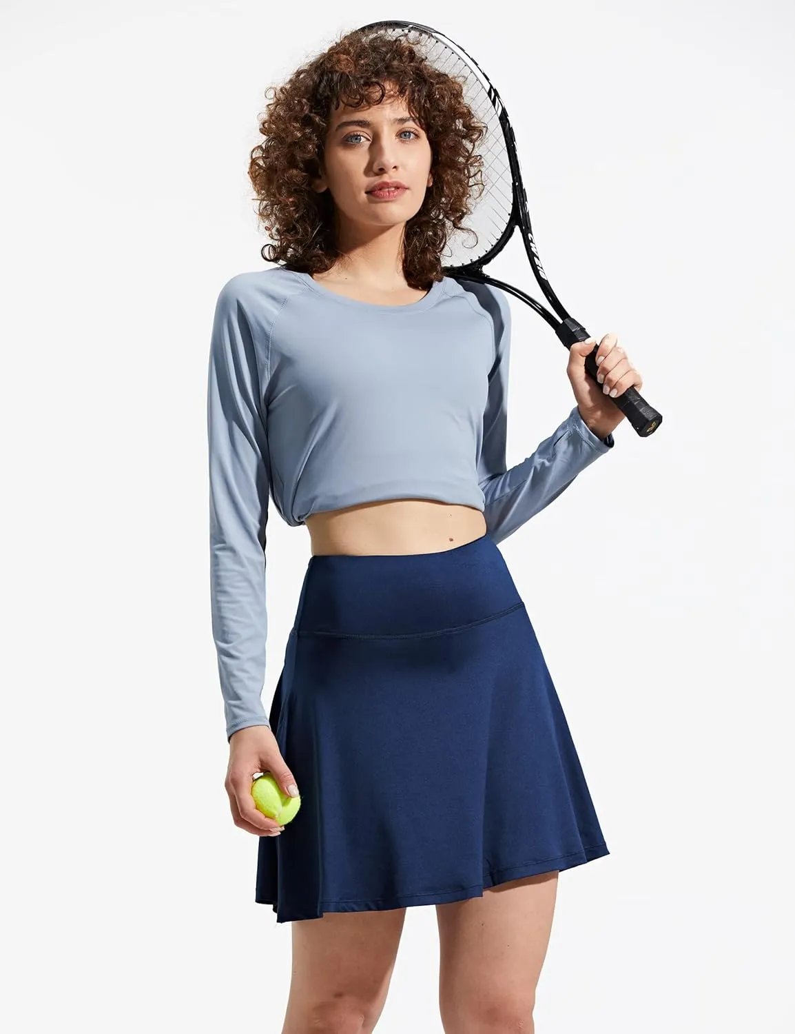 ZUTY 18" High Waisted Tennis Skirt for Women Skorts Skirts with Pockets Casual Modest Long Golf Athletic Running